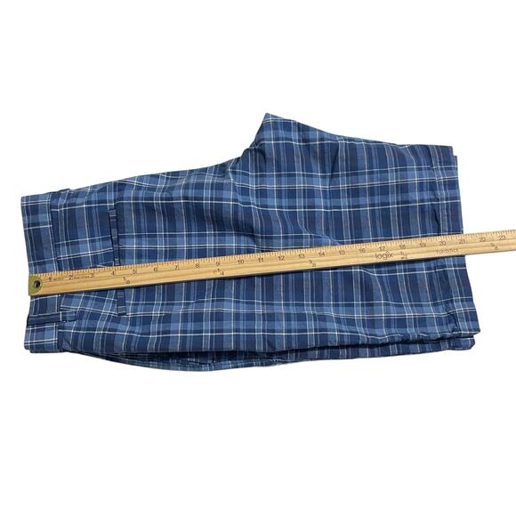 Banana Republic Mens Shorts Size 32 Blue Plaid Emerson Short Bermuda Zip Fly - Picture 9 of 9